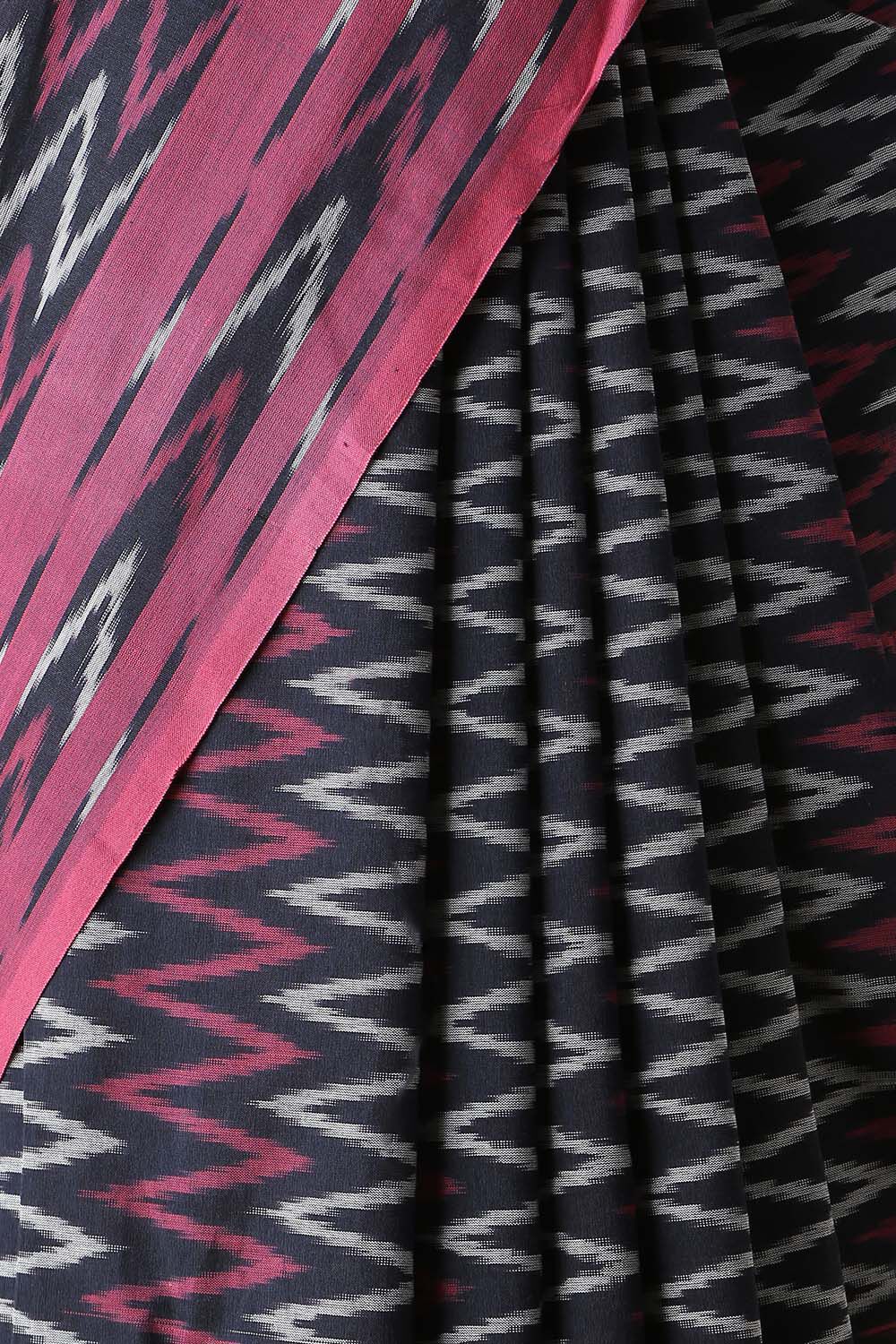 Dark Blue Cotton Pochampalli Ikat Saree image number null
