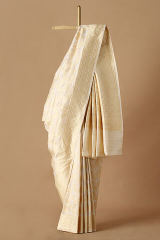 Off White Pure Silk Banarasi Saree image number
