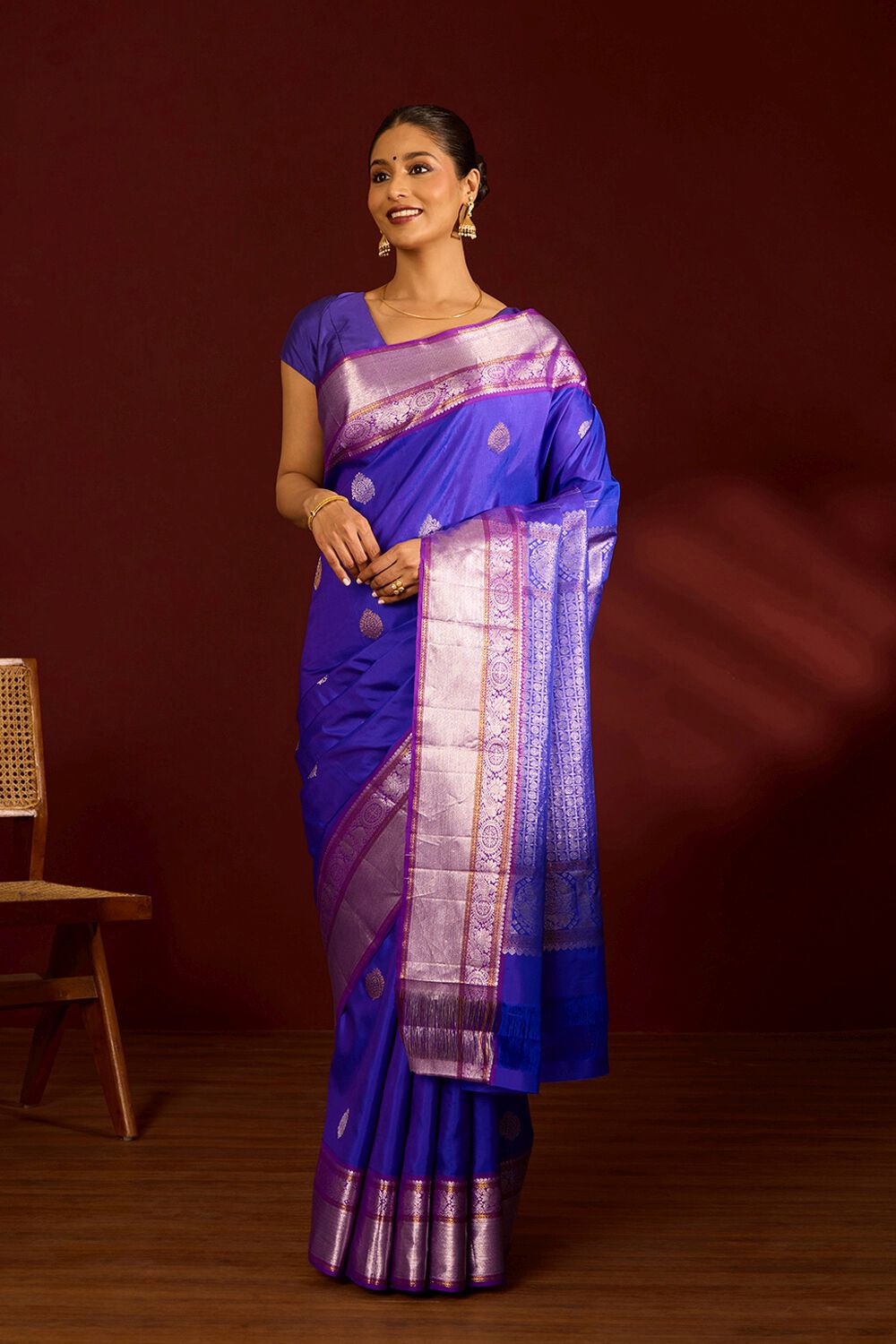 Purple Pure Silk Woven Kanjivaram Saree image number null