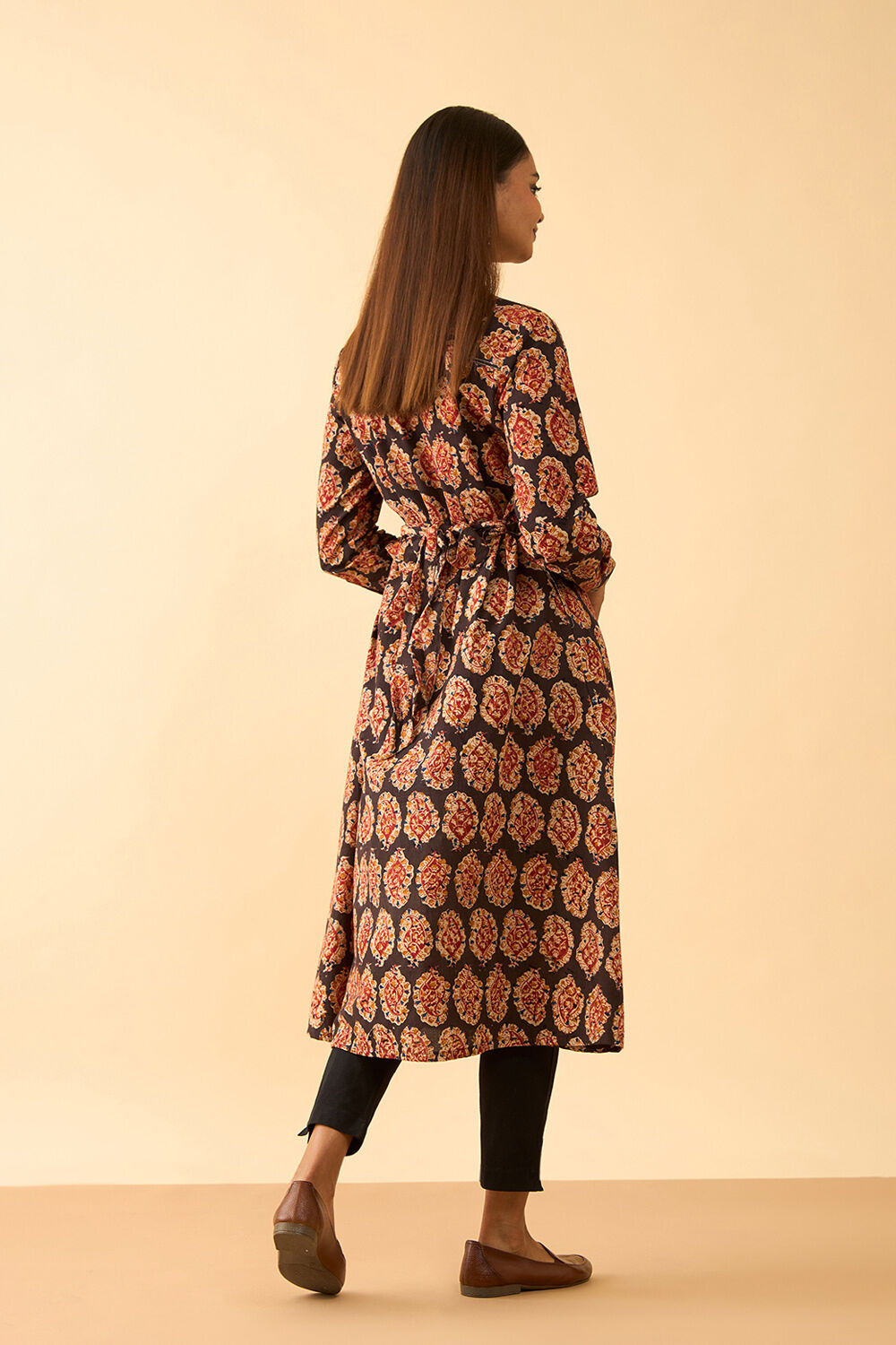 Black Printed Kalamkari Pure Cotton Kurta image number null