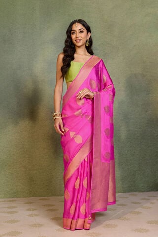 Pink Woven Pure Viscose Saree thumbnail image number null