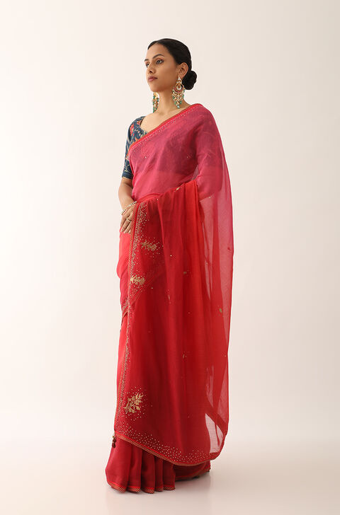 Multicoloured Pure Silk Cotton Embroidery Saree
