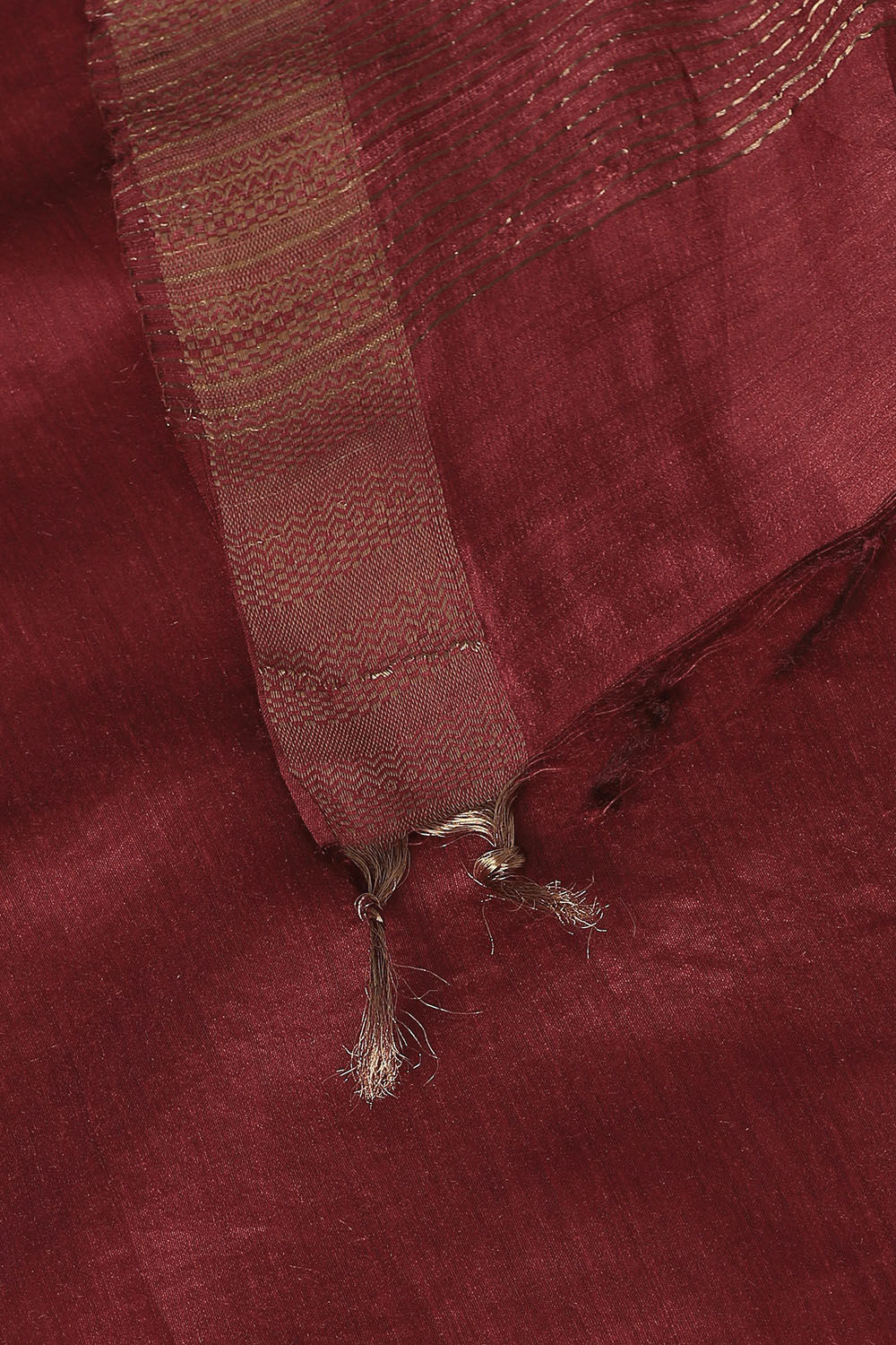Dark Red Pure Tussar Silk Bhagalpuri Saree image number null