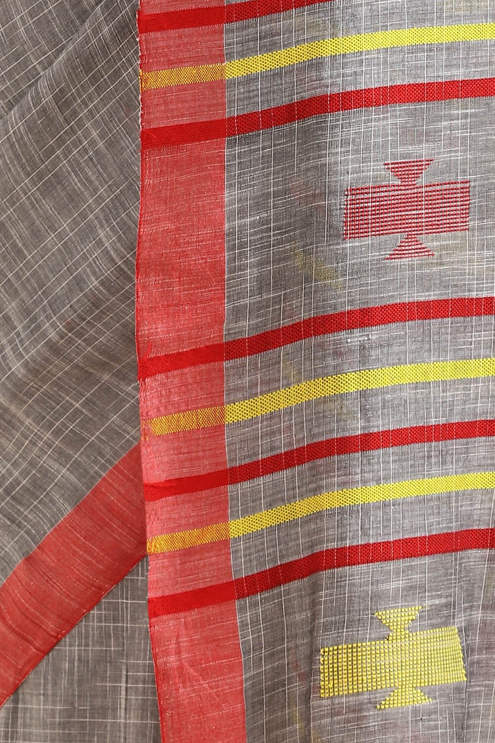 Grey Pure Cotton Bengal Saree image number null
