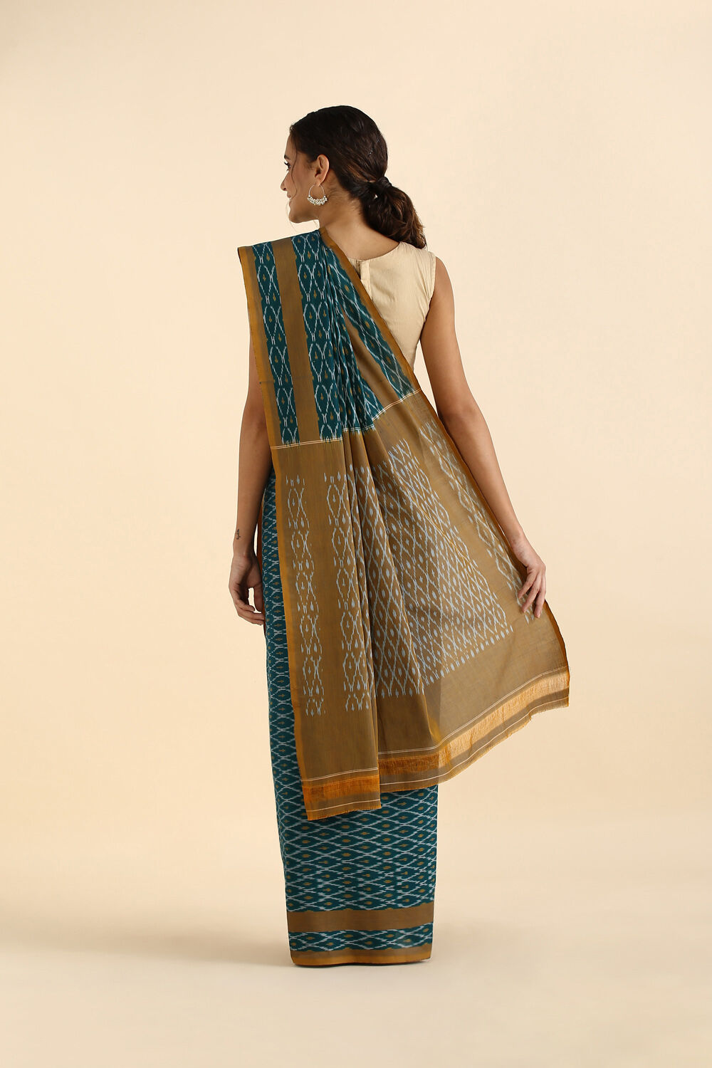 Dark Pure Green Cotton Pochampalli Ikat image number null