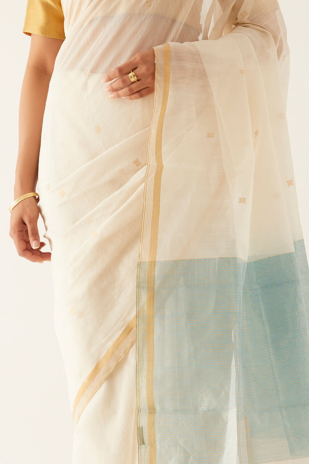 Yellow Pure Silk Cotton Chanderi Saree image number null