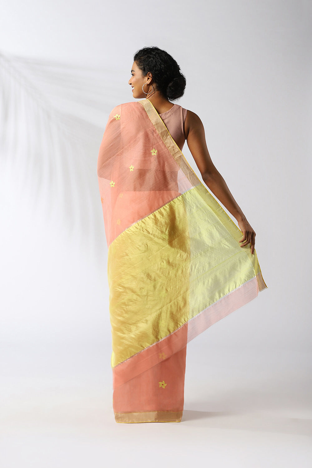 Light Orange Pure Silk Cotton Chanderi Saree image number null
