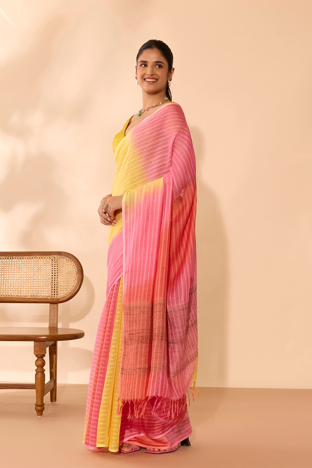 Multi Silk Modal Tie And Dye Saree image number null