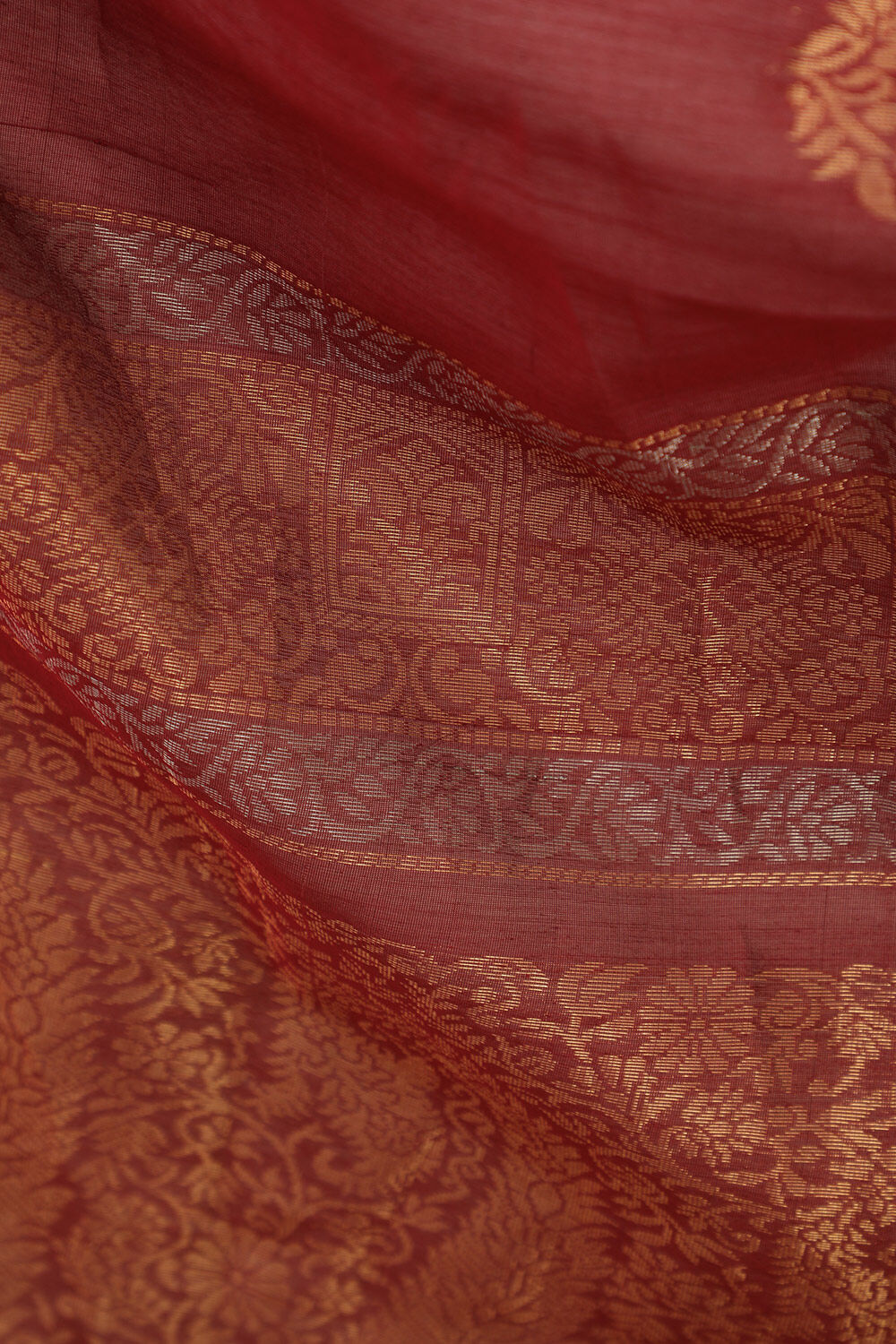 Brown Woven Pure Silk Cotton Saree image number null