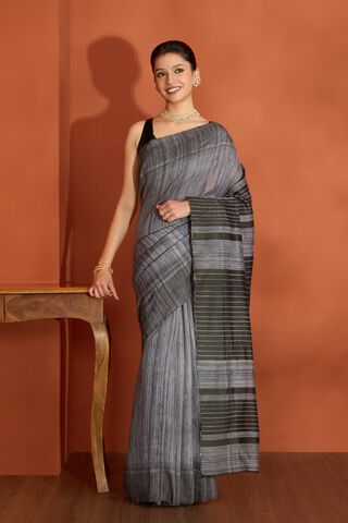 Grey Bhagalpur Woven Pure Tussar Silk Saree thumbnail image number null
