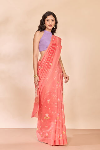 Orange Pure Silk Cotton Printed Saree thumbnail image number null