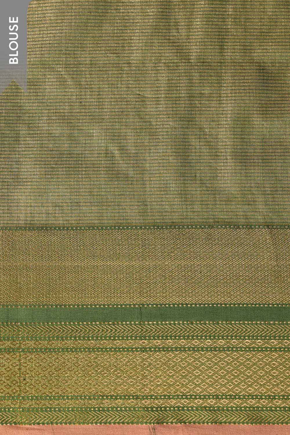 Light Green Woven Pure Tissue Cotton Maheshwari Saree image number null