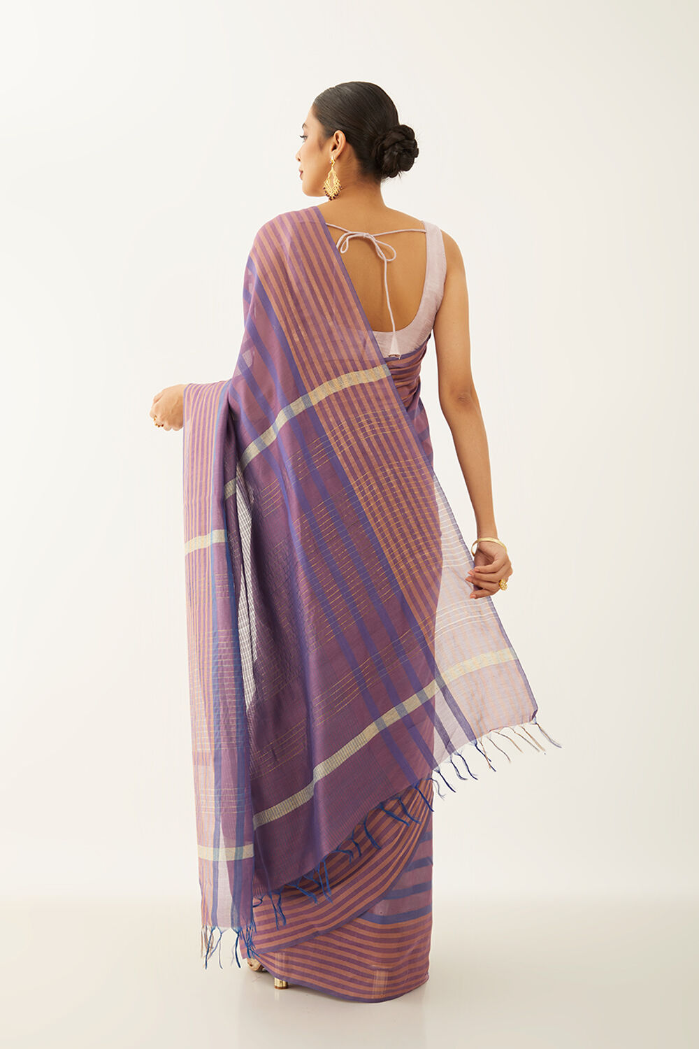 Light Violet Silk Viscose Woven Bhagalpuri Saree image number null