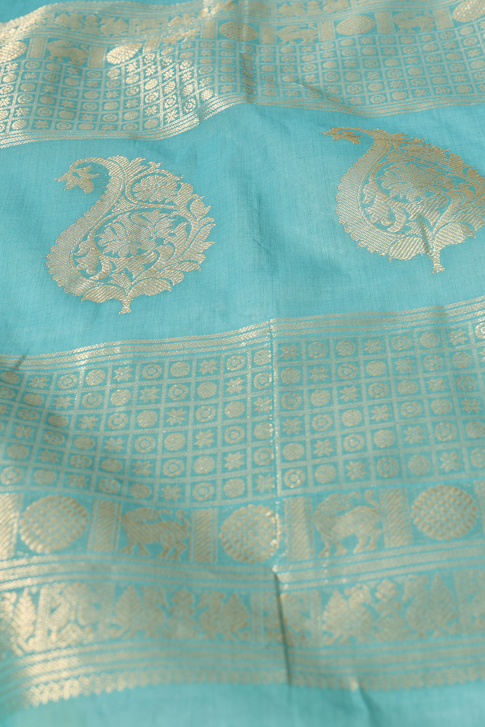 Light Blue Woven Pure Cotton Saree image number null