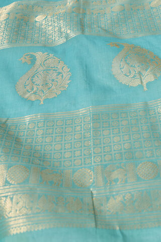 Light Blue Woven Pure Cotton Saree thumbnail image number null
