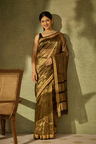 Black Woven Pure Silk Tissue Chanderi Saree image number