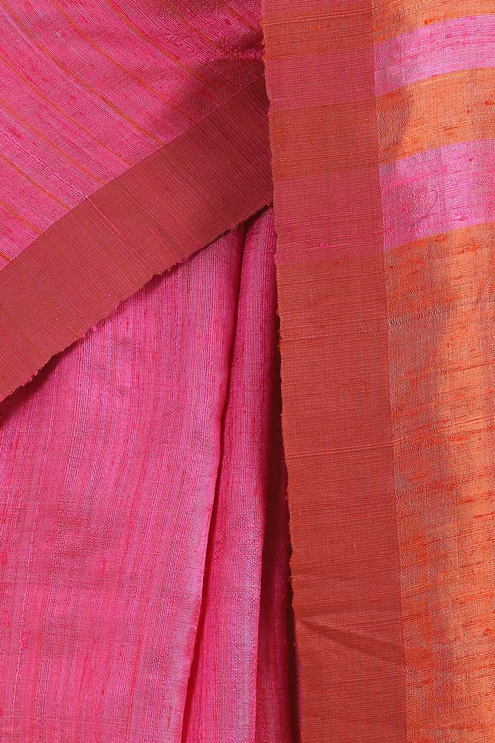 Dark Pink Pure Tussar Silk Bhagalpuri Saree image number null