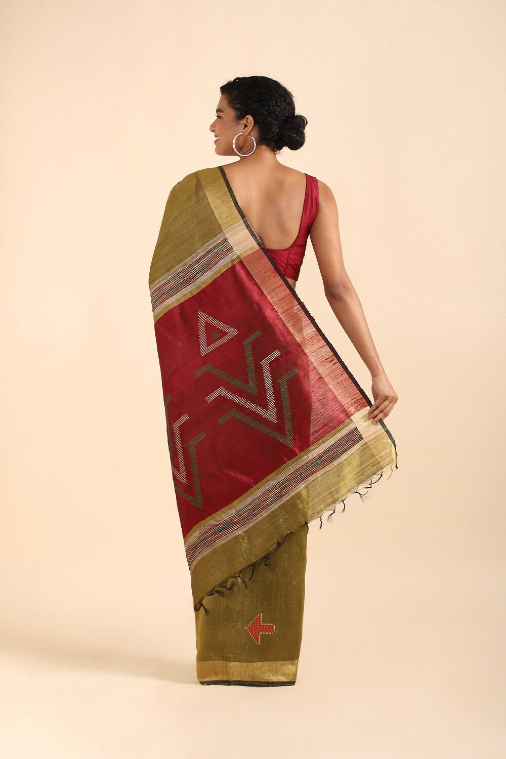 Light Green Pure Tussar Silk Bhagalpuri Saree image number null
