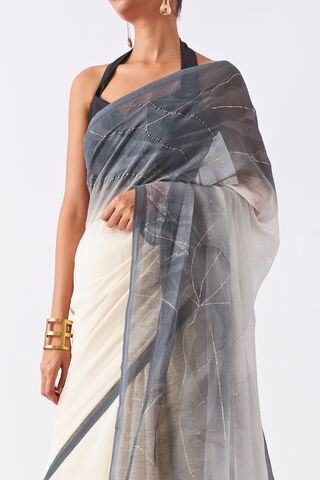 Grey Pure Silk Cotton Digital Printed Saree thumbnail image number null