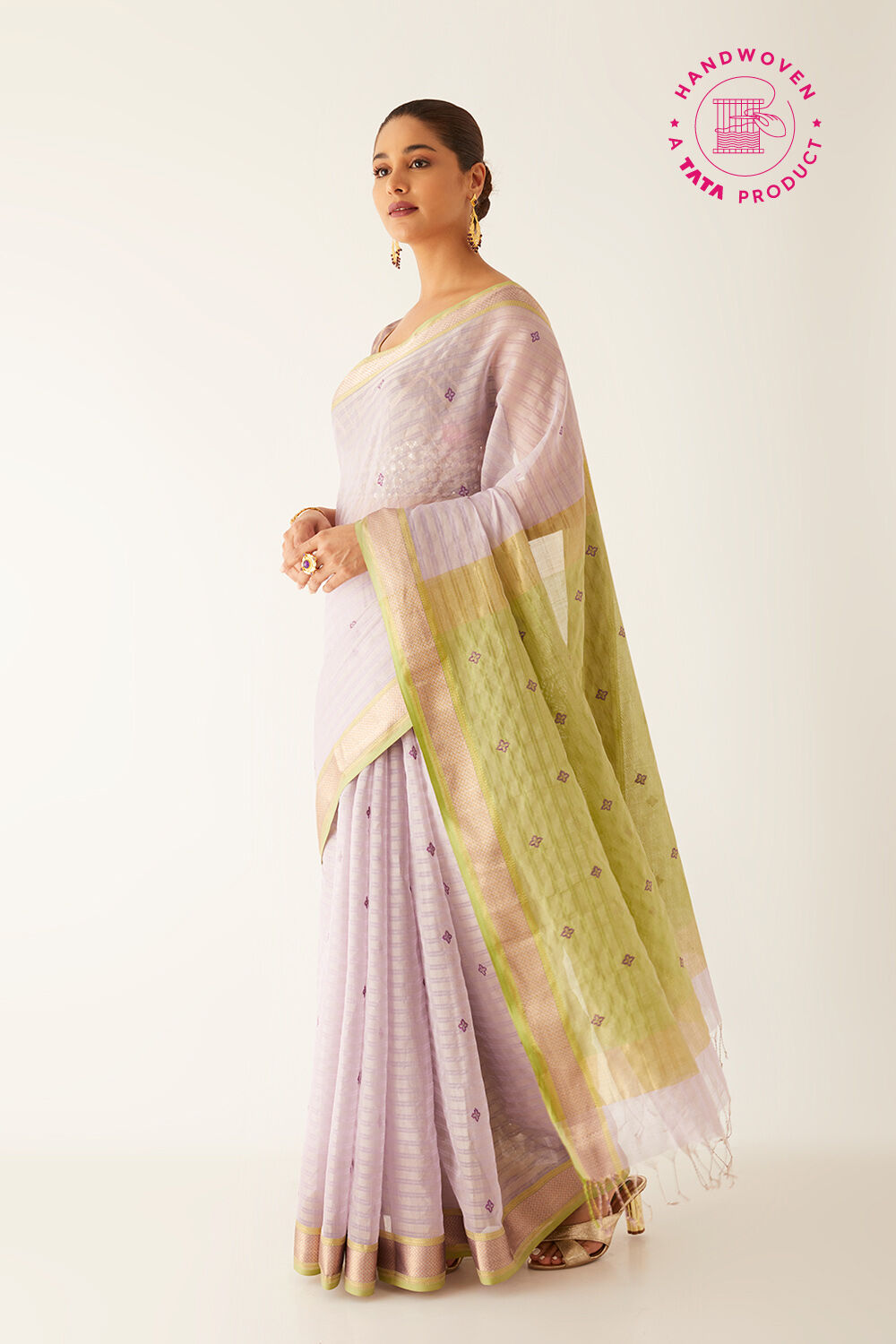 Purple Pure Cotton Tissue Maheshwari Saree image number null