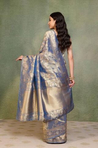 Blue   Woven Viscose Tissue Saree thumbnail image number null