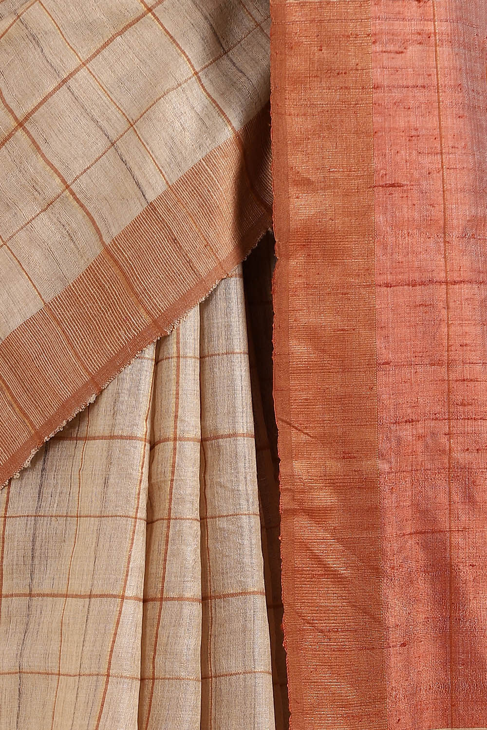 Brown Pure Tussar Silk Bhagalpuri Saree image number null