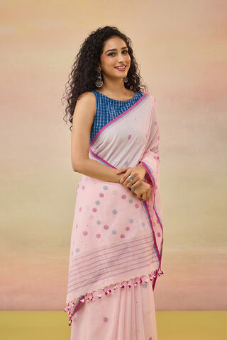 Light Pink Bengal Pure Cotton Jamdani Saree thumbnail image number null