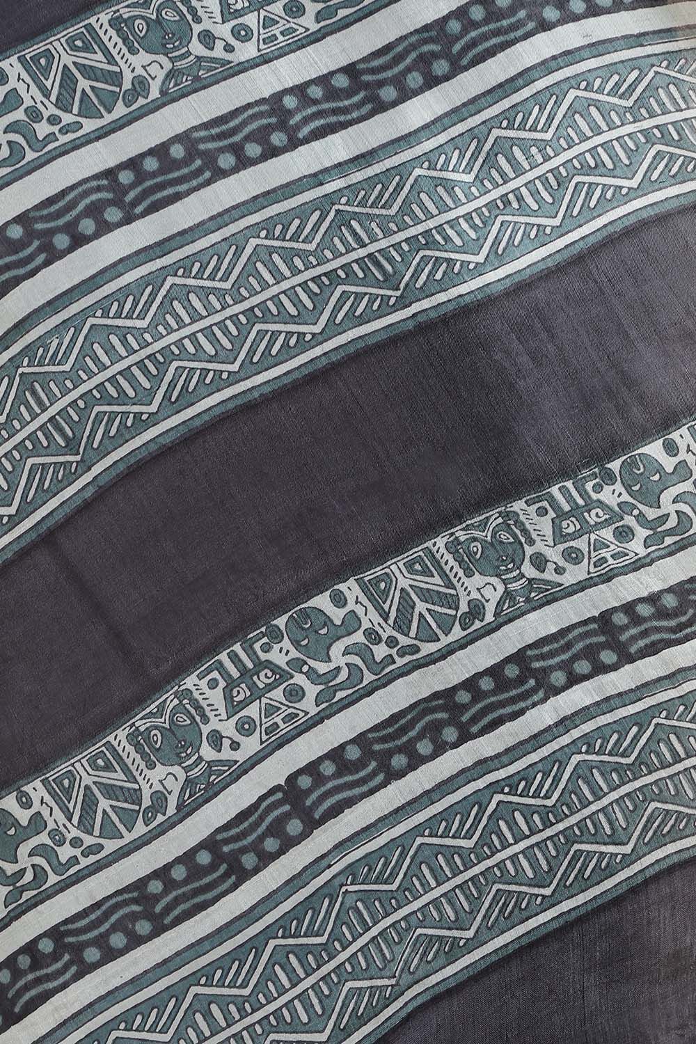 Grey Pure Silk Printed Saree image number null