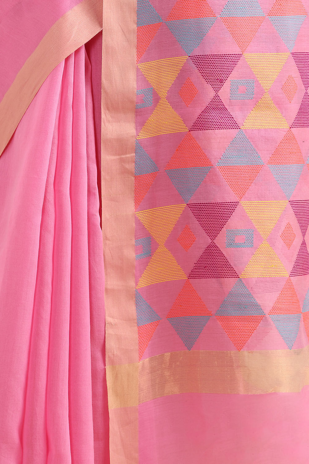 Pink Pure Silk Cotton Jamdani Saree image number null