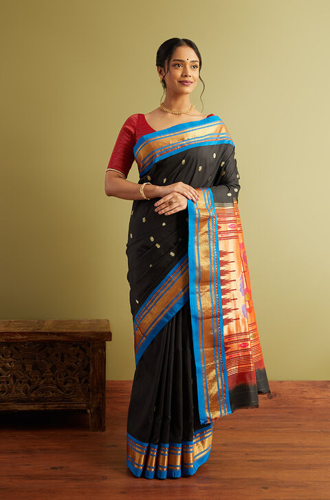 Black Tapestry Pure Silk Paithani Saree