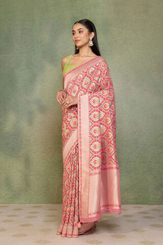 Pink Woven Viscose Georgette Saree thumbnail image number null