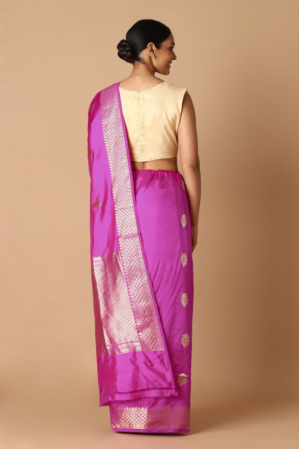 Dark Pink Pure Silk Banarasi Saree image number null