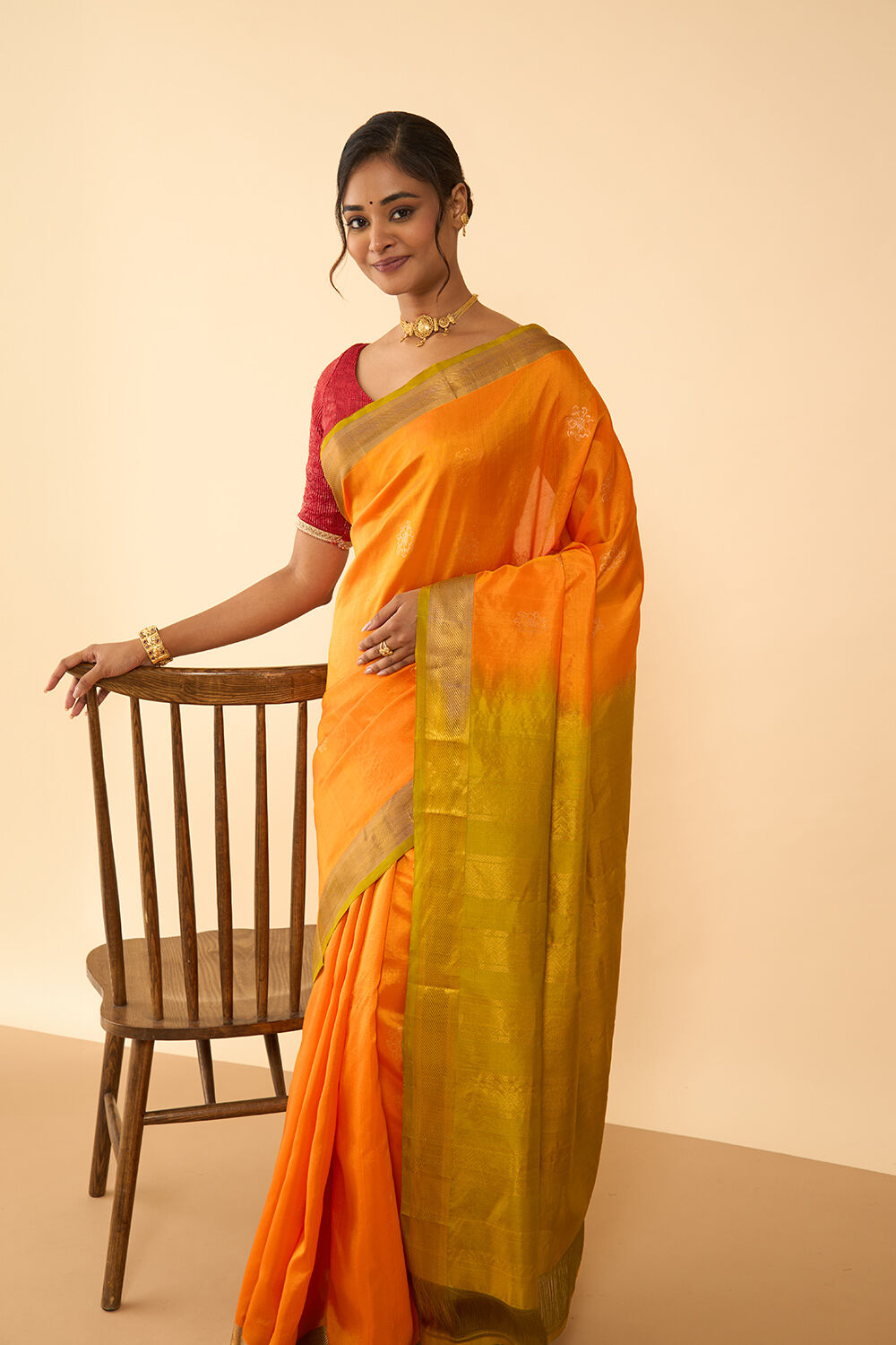 Orange Woven Pure Silk Saree image number null
