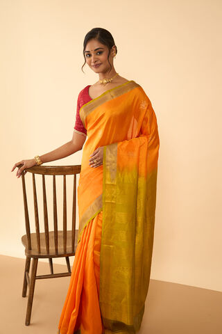 Orange Woven Pure Silk Saree thumbnail image number null