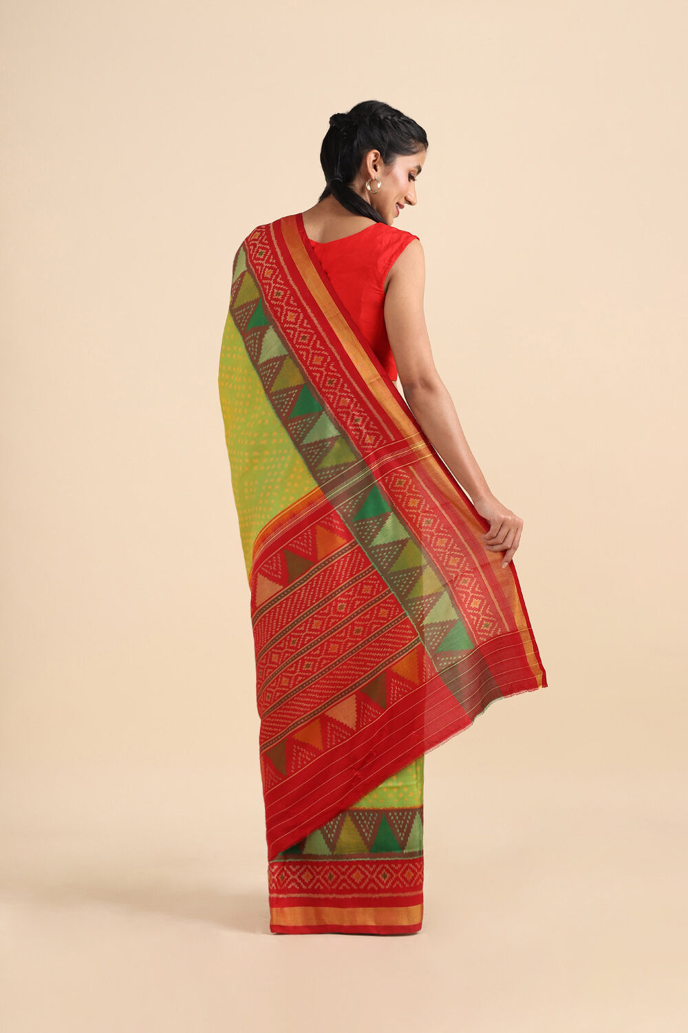 Light Green Pure Silk Rajkot Patola Ikat Saree image number null