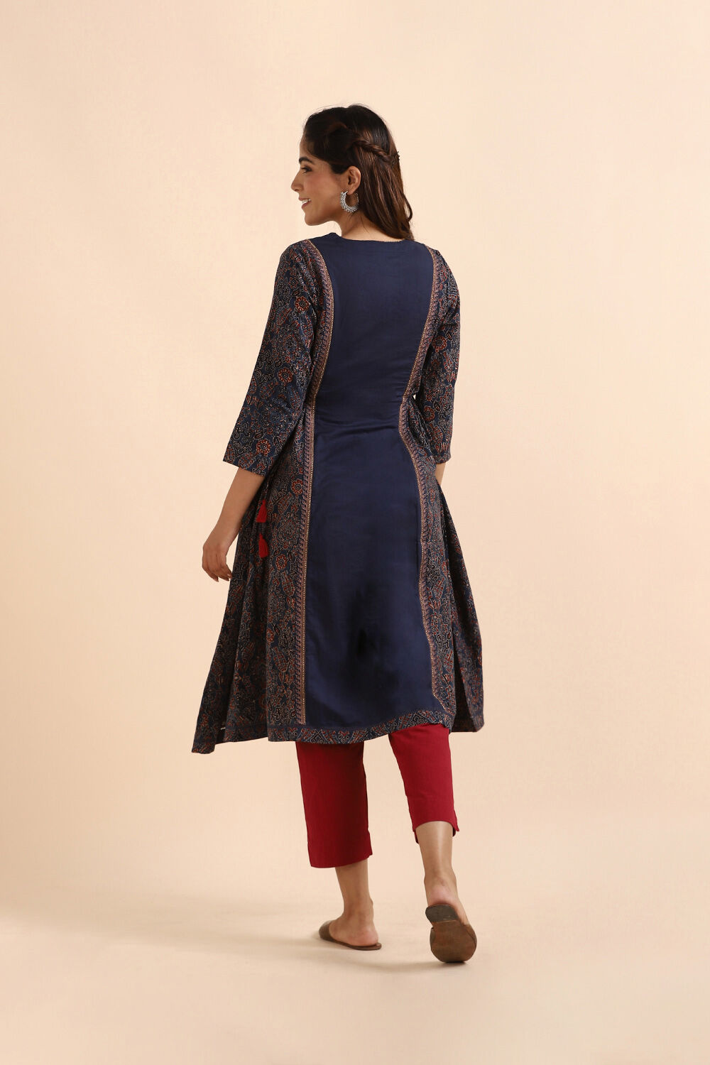 Blue Ajrakh Block Printed Cotton Kurta image number null