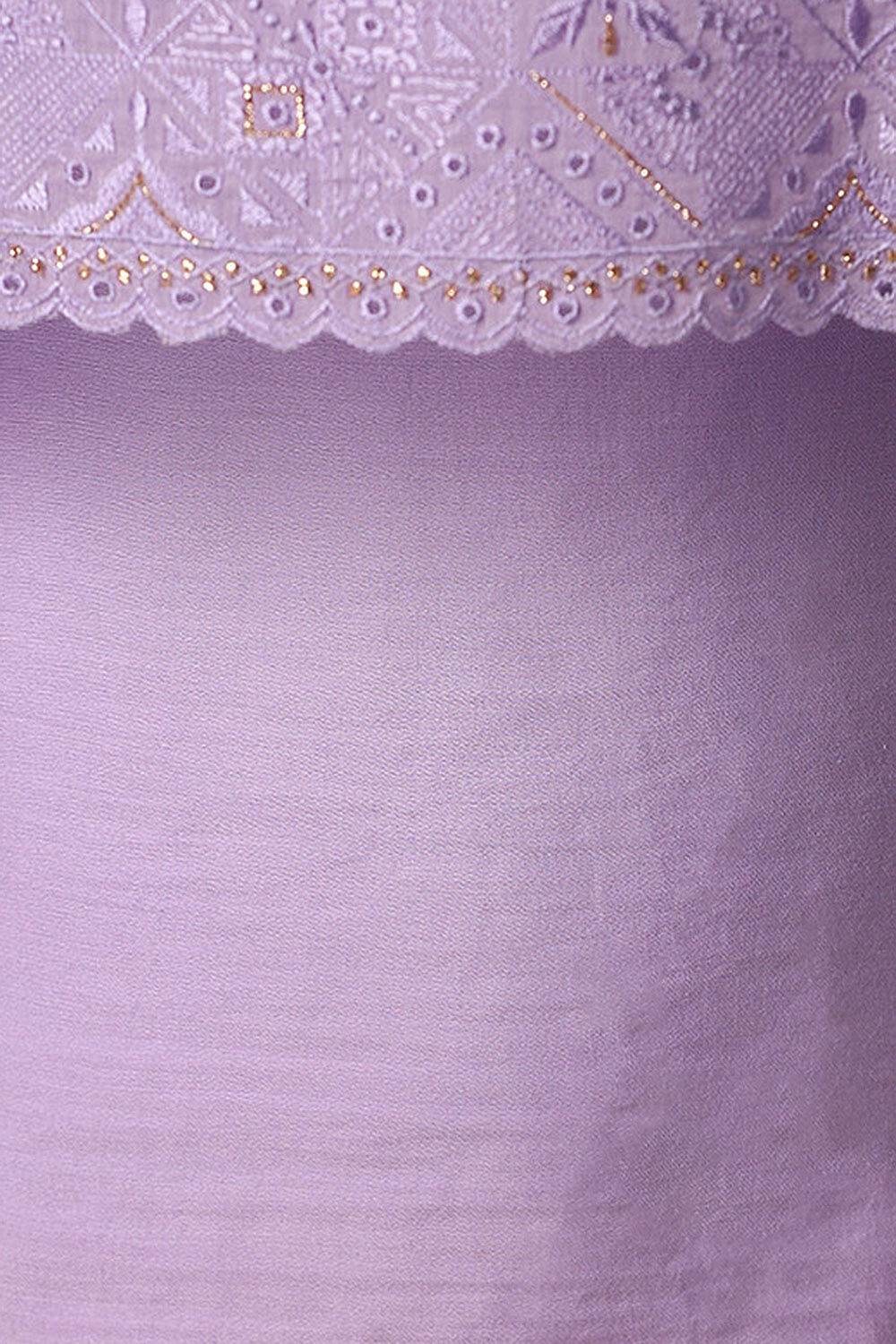 Purple Silk Cotton Embroidered Semistitched Suit Set image number null