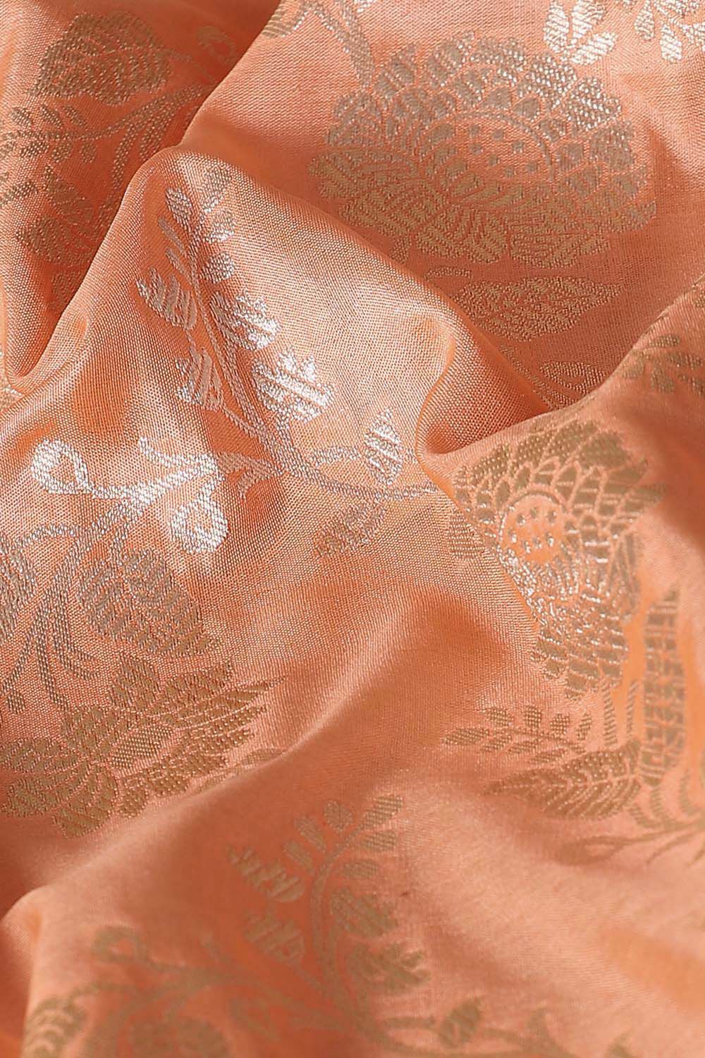 Light Orange Pure Silk Banarasi Saree image number null