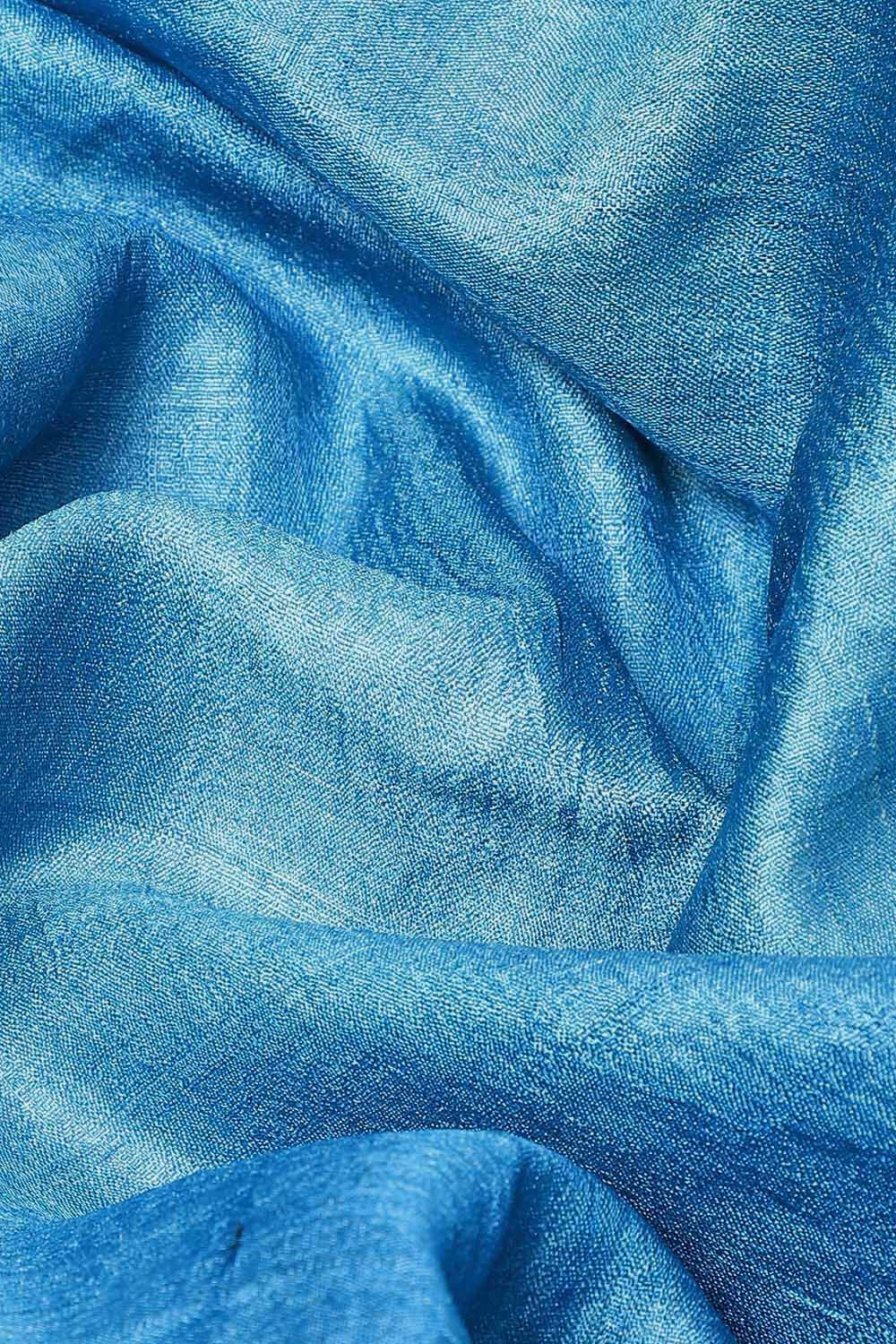 Blue Pure Silk Tussar Jamdani Saree image number null
