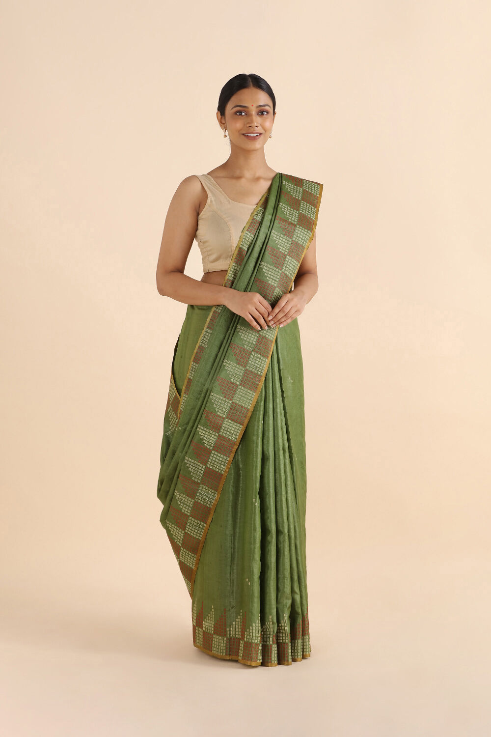 Light Green Pure Tussar Silk Woven Saree image number null