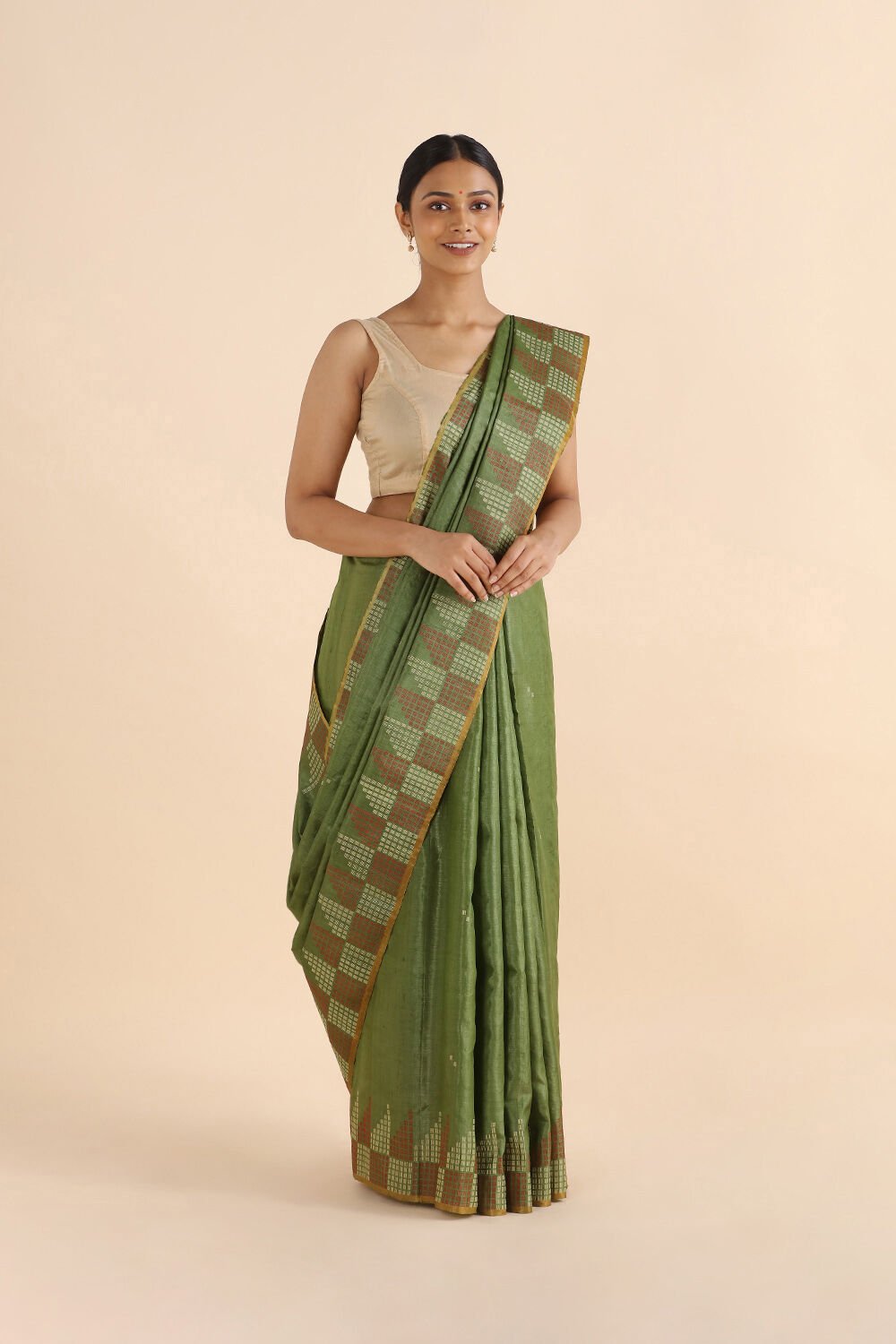 Light Green Pure Tussar Silk Woven Saree image number null