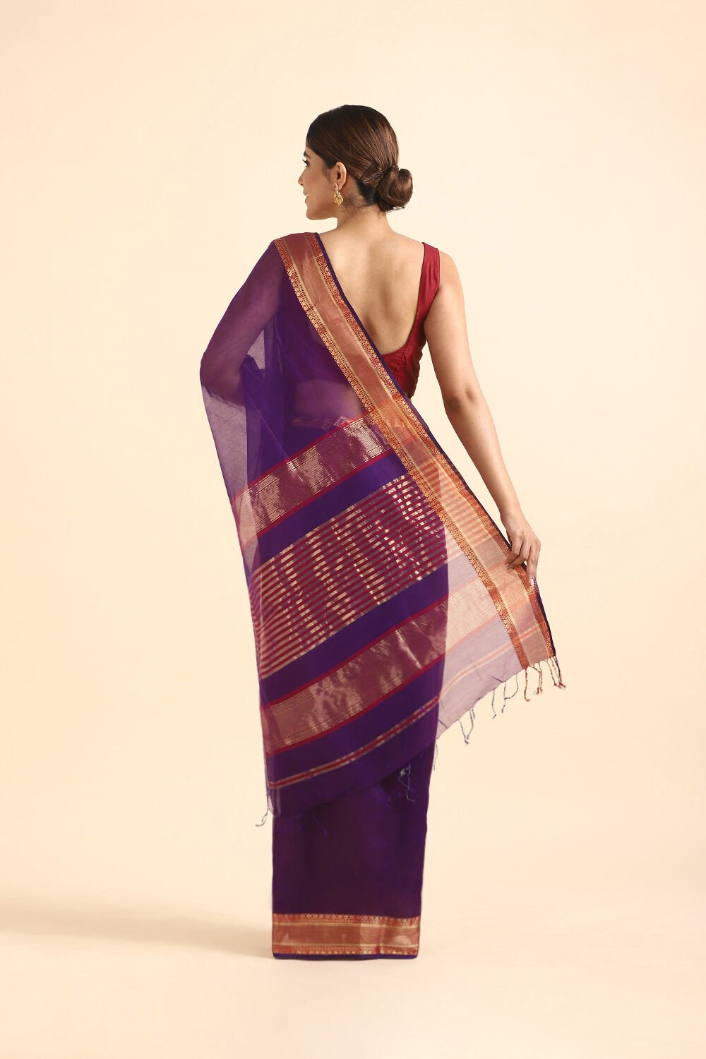 Purple Pure Silk Cotton Maheshwari Saree image number null