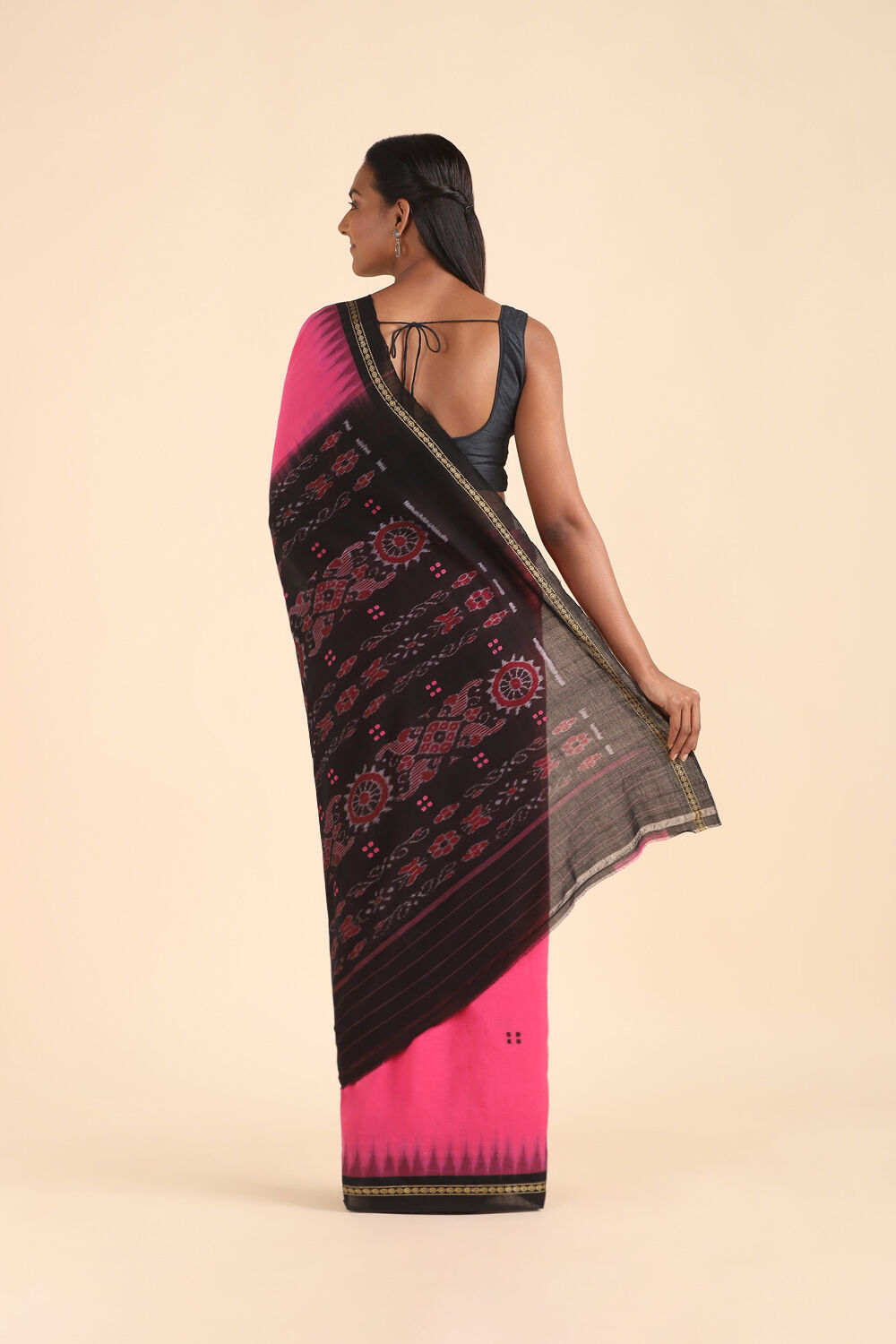 Pink Pure Cotton Odissa Ikat Saree image number null