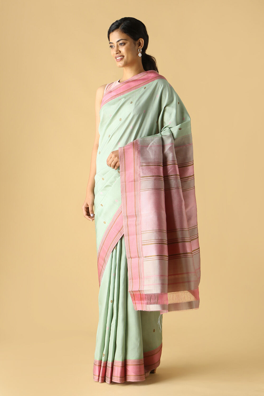 Light Green Pure Silk Kanjivaram Saree image number null