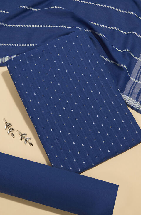Light Blue Woven Pure Cotton Unstitched Suit Set