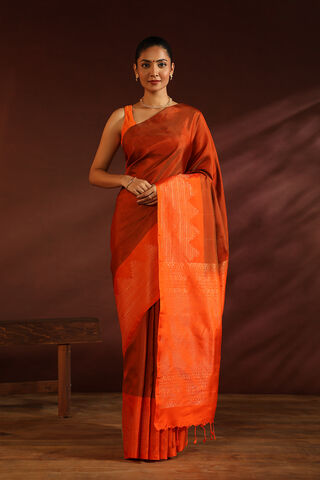 Orange South Pure Silk Woven Saree thumbnail image number null