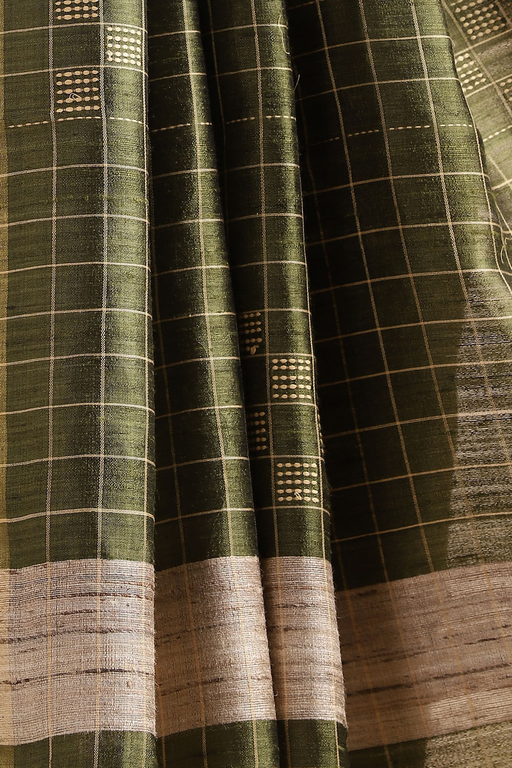 Green Pure Tussar Silk Bhagalpuri Saree image number null