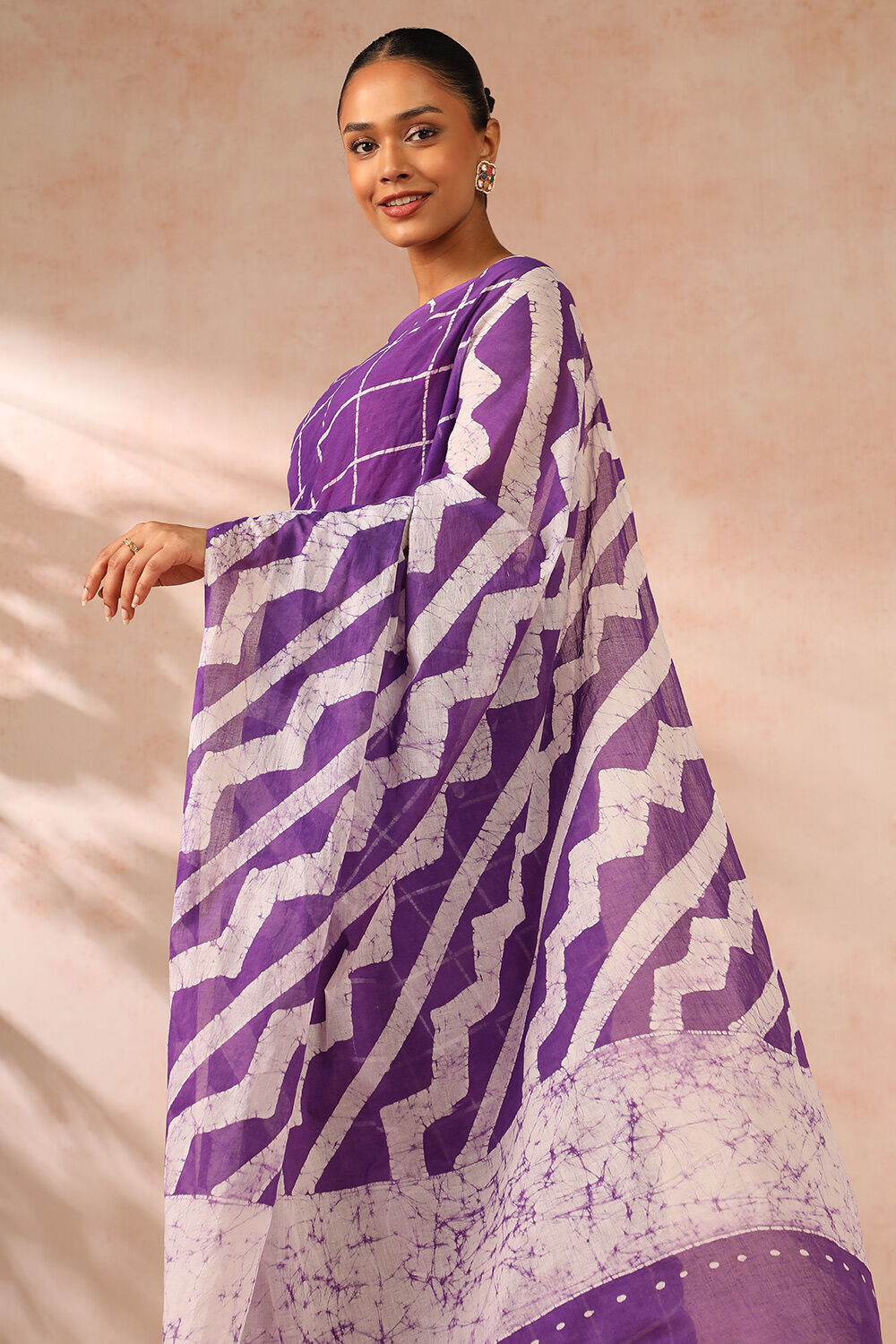 Violet Ujjain Pure Cotton Printed Saree image number null