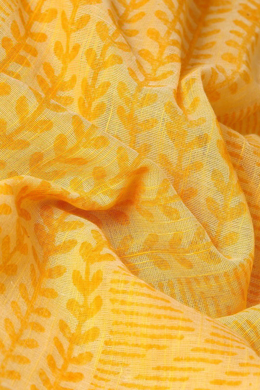 Yellow Pure Cotton Printed Saree image number null