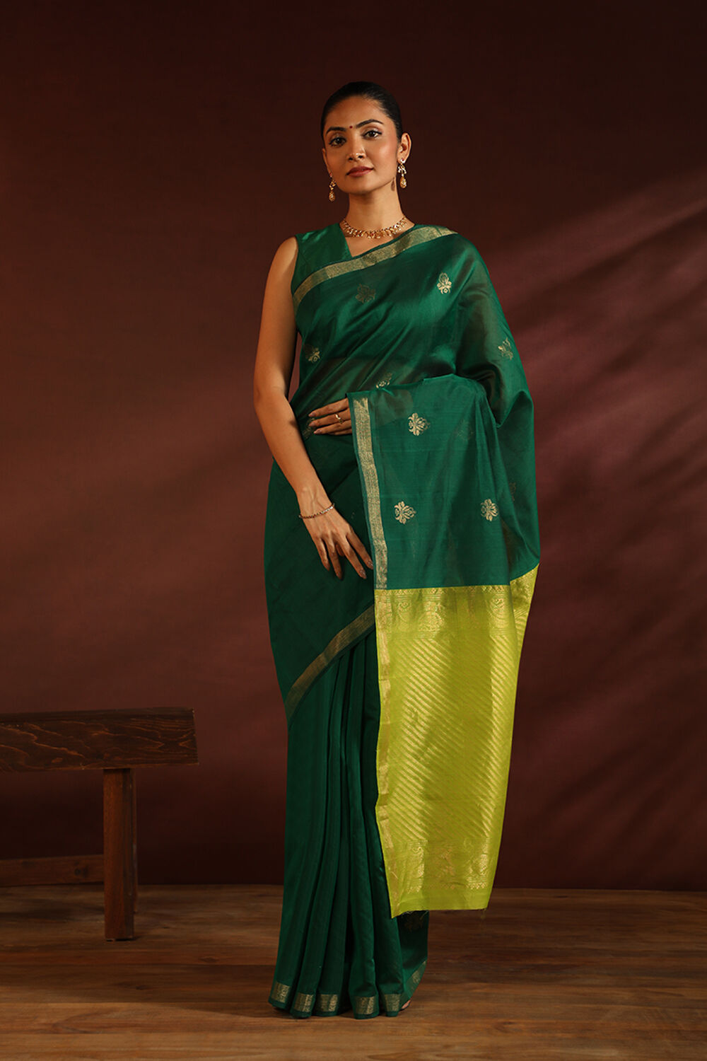 Green South Pure Silk Cotton Woven Saree image number null